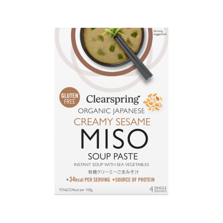 Instant Misosuppe (Paste) mit Tahin & Algen, BIO, Clearspring, 4x15g